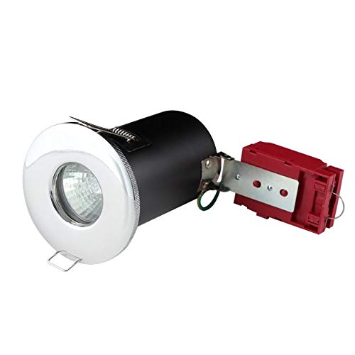 Knightsbridge 90 Minutes Low Fire Rated IP65 Shower Light Chrome, Metal