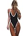 Beautysail Women Deep Plunge One Piece Swimsuit Lace-up Back Monokini Bathing Suit Black