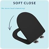 Croydex Iseo D Shape Soft Close Toilet Seat Black Antibacterial Wood Quick view 2