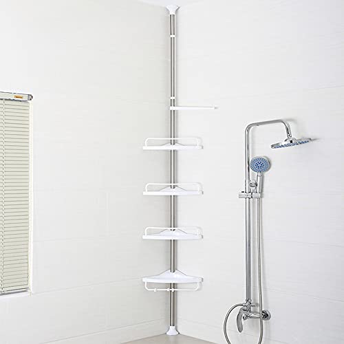 Shower Caddy, Constant Tension Corner Shower Caddy, 4 Tier Positionable Shelves, Rustproof, Strong and Sturdy, Height Adjustable