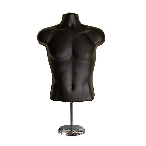 10-Pack Male Mannequin Torso by EZ Mannequins, Dress Form Clothing Body Display with Stand, Easy Set Up and Transport, Great for Indoor Or Outdoor Table Products, Deluxe 8" Metal Base. (Black) - Thumbnail 6