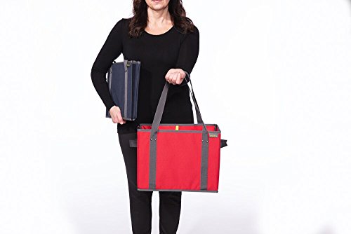 meori NEW Foldable Collapsible Reusable Market Basket Tote Bag with Handles for Grocery Shopping, Picnic, Road Trip, Errands in Marine Blue (Dimensions: 14.6 x 11 x 10.25 inches open)