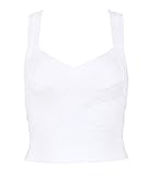 Hego Women's Strap Vest Elastic Bandage Bodycon Tops H353 (L, White)