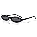 ROYAL GIRL Bold Small Vintage Sunglasses For Women Mens Fashion Designer Oval Acetate Frame Shades (Glossy Black-Gary, 50)