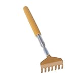 TOOGOO(R)Telescopic Stainless steel Compact Scratching Tool Extendable 20-68cm Back Scratcher Massager 5 Section (Yellow)