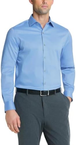 JF J.Ferrar Mens Blue Medallion Slimfit Stretch Long Sleeve Shirt Dress  Shirt 14-14.5 32-33 at Amazon Men's Clothing store