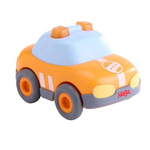 HABA Cars – Orange Safety Push Car Made from 100% Recycled Materials, Compatible with HABA Race Track Sets for Ages 2+