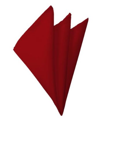 NYFASHION101 Bold Solid Color Polyester Formal Handkerchief Pocket Square, Crimson