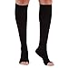 Mojo Compression Socks Knee Length with Wide Calf | Open Toe | Black Small