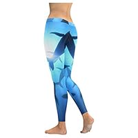 Tagours Cute Leggings for Women Humpback Whale Diving Cute Diver Stretchy Low Waist Leggings Yoya Pants Running Gym Ti