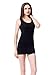 Moxeay Women Scoop Neck Cotton Extra Long Tank Top Vest 2 Pieces (M, Black&White)