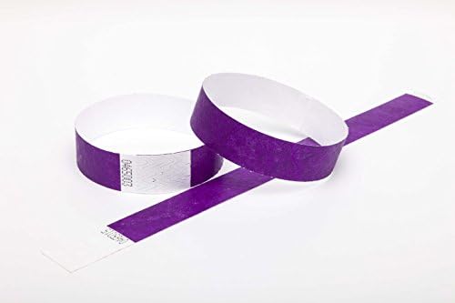 100 Premium Tyvek Security Event Paper Wristbands 3/4 Inch Width (Purple)