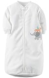 Carters One Piece Zoo Animals Micro Fleece Sleep Bag or Sack (0-9 Months, White Animals)