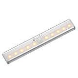 OxyLED Motion Sensor Closet Lights,Cabinet Light,DIY Stick-on Anywhere Wireless 10 LED Light Bar,Safe Lights with Magnetic Strip for Closet Cabinet Wardrobe Stair (1 Pack,Warm Light,Battery Operated)