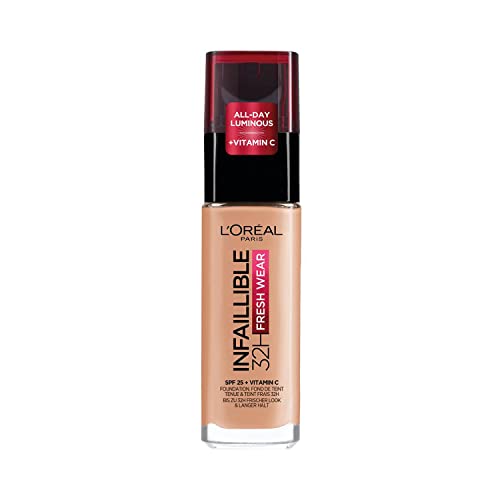 L'Oréal Paris Fondotinta Liquido Infaillible 32h, Coprente a Lunga Tenuta con Protezione Solare SPF25, Formula Waterproof e Idratante, Tonalità: 235 Miel