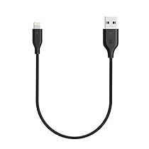 Anker PowerLine 1ft Apple MFi Certified Short Lightning to USB Cable Sturdy Charging Cord for iPhone 5/5s/5c 6/6 Plus 6s/6s Plus 7/7 Plus, iPad mini/Air/Pro iPod touch(Black)
