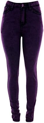 Vinizbena - Women's Acid Wash Highwaist Skinny Jean - Purple