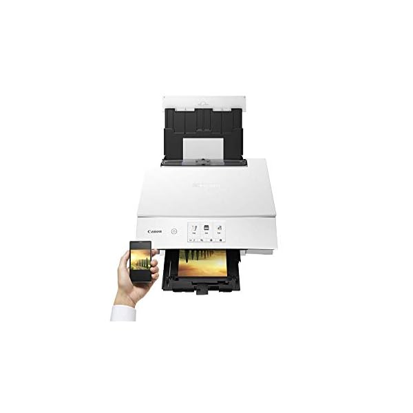 Canon PIXMA TS8351 Drucker Farbtintenstrahl Multifunktionsgerät DIN A4 (Scanner, Kopierer, 4.800 x 1.200 dpi, 6 separate Tinten, USB, WLAN, Duplexdruck, 2 Papierzuführungen, 5 GHz Support), weiß – Bild 4