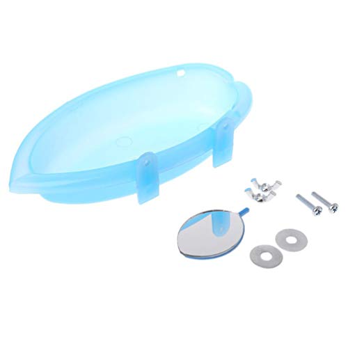 Bird Bath with Mirror Toy for Pet Small Medium Parrot Parakeet Cockatiel Conure Budgie Lovebird Finch Canary African Grey Cockatoo Amazon Cage Shower Bathing Tub Food Feeder Bowl
