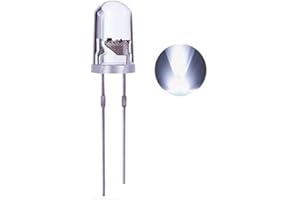 Waycreat 100PCS 5mm White LED Diode Lights Clear Emitting LEDs for High Intensity Super Bright Lighting Bulb Lamps Electronics Components Lamp Diodes (White, 100-Pack)