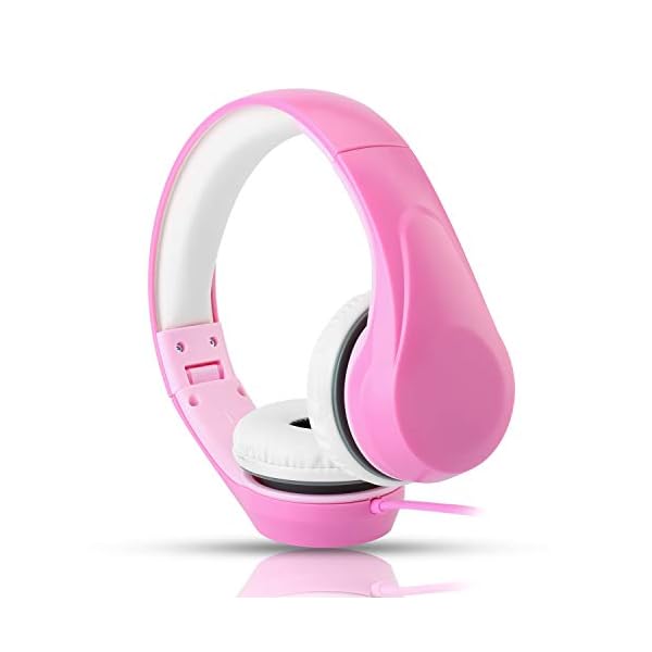 Volume-Limited-LINKWIN-Kids-Safety-Foldable-Stereo-Headphones35mm-Jack-Wired-Cord-Earbuds-Volume-Controlled-at-85dB-OnOver-Ear-Children-Toddler-Headset-for-iPad-Kindle-Airplane-School-Pink Kids Headphones, KPTEC Children Headphone for Girls, Over Ear,Wired Headset Volume Limited Child Earphones Foldable…