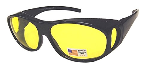 Polarized Night Driving Fit Over Lens Cover Sunglasses - Black Frame