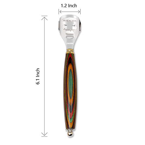 ZIZZON Foot Care Callus Corn Shaver Hard Skin Remover Color Wood Handle 10 Blades (Olive shaped handle)