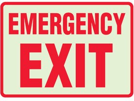 Adhesive Vinyl Glow In The Dark Emergency Exit Sign - 10"h x 14"w - Thumbnail 2
