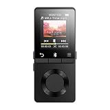 AGPTEK Bluetooth MP3 Player with Speaker, 8GB Metal Lossless Music Player Supports FM Radio Recording, Expandable Up to 128GB, Black M6S