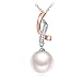 GUNDULA Necklace With 925 Sterling Silver Simulated Pearl Fashion Linear Swirl Pendant 18