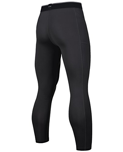 Take Five Menâ€™s Side Pockets Cool Dry Tights UV Protection Compression Baselayer Cycling Yoga Leggings (Z808, XL)