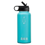 Penguin Cold Insulated Stainless Steel Bottle - 32oz Teal, Wide Mouth Bottle, Straw Lid - BPA-Free