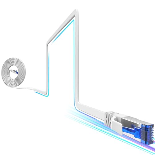 Cat8 Flaches Ethernet-Kabel, 30 m, für den Innen- und Außenbereich, unsichtbares ultradünnes Ethernet-Kabel, Hochgeschwindigkeit, 40 Gbit/s, 2000 MHz,