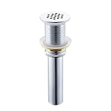 KES 1 1/4-Inch Commercial Perforated Grid Strainer Drain Brass Stopper with Tail Piece for Outlet Sink without Overflow, Polished Chrome, S2010D