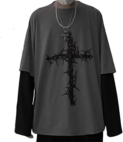 Men Women Gothic Long Sleeve Top Graphic Tee – Emo Y2K Grunge