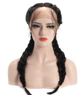 Shrinika 26 Deep Straight Braided Lace Front Human Hair Wig