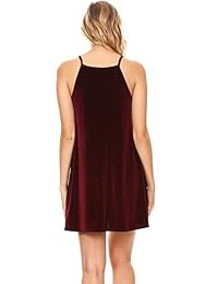 Vibe Sportswear - Vestido de terciopelo sin mangas, cuello alto, longitud pequeña, vestido de fiesta para mujer, correa de espagueti, tela de terciopelo, M