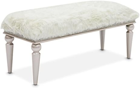 Glimmering Heights Non-Storage Bed Bench in Ivory by Aico