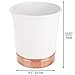 mDesign Decorative Round Metal Small Trash Can Wastebasket Organizer, Garbage Container Bin for Bathrooms, Kitchens, Home Offices - White/Rose Gold