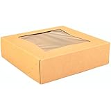 Southern Champion Tray 24133K Kraft Paperboard Window Bakery Box, 9" Length x 9" Width x 2-1/2" Height (Case of 200)