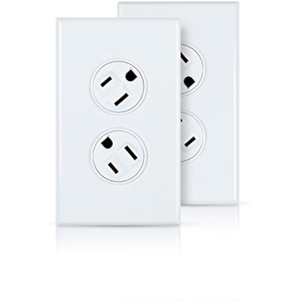 36092W 15A Rotating Duplex Wall Outlet, White, TwoPack Home Tool