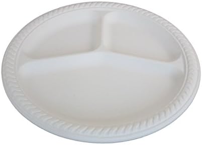 Yumi Return Compostable Natural Starch White 10-3/8-Inch Compartment Plate, 500-pieces