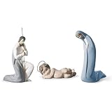 Lladro 3-Piece Holy Family Nativity Set Saint Joseph (#4533), Madonna (#4534), Little Jesus (#4535)
