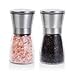 Peppermill & Salt Grinder by KD Living in Stainless Steel and Glass – Salt and Pepper Shaker set with Adjustable Coarseness for Spices, Salt crystal, Seed herbs and Peppercorn - Set of 2