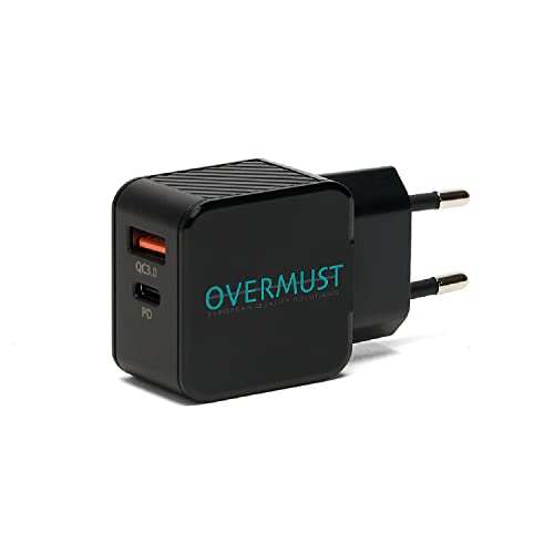 OVERMUST - Caricatore da Muro 25W, 2 Porte USB-C PD e USB-A... en promo sur Amazon