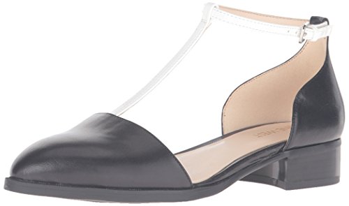 Nine west women s nanda leather ballet flat, black/whit…