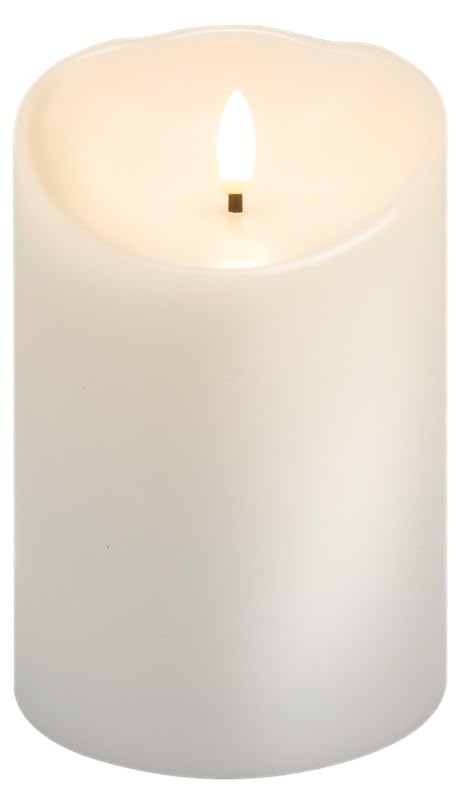 goobay LED Candles White Real Wax Candle 10x15 cm with Timer Function Warm White Battery-Operated 3D Wick for Elegant Decoration, Safe and Stylish Lighting 77776