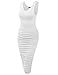 TWINTH Women's Sexy Stretch Ruched Sundress Fold Bodycon Midi Tank Dress