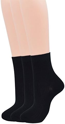 Women Solid Color Casual Cotton Socks 3 pairs F10 (black-3 pairs)