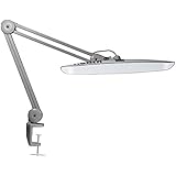 Neatfi XL 2,200 Lumens LED Task Lamp with Clamp, 24W Super Bright Desk Lamp, 117 Pcs SMD LED, 20 Inches Wide Lamp, 4 Level Brightness, Dimmable, Eye-Caring LED Lamp, Table Clamp LED Light (Silver)
